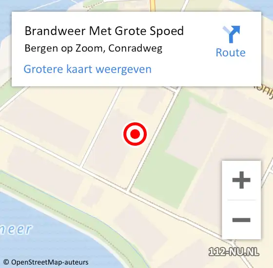 Locatie op kaart van de 112 melding: Brandweer Met Grote Spoed Naar Bergen op Zoom, Conradweg op 13 juni 2024 10:33