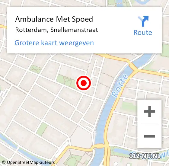 Locatie op kaart van de 112 melding: Ambulance Met Spoed Naar Rotterdam, Snellemanstraat op 13 juni 2024 10:49
