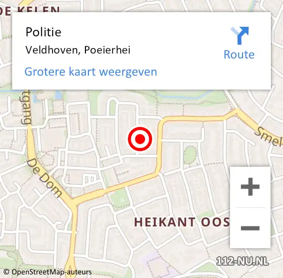 Locatie op kaart van de 112 melding: Politie Veldhoven, Poeierhei op 13 juni 2024 10:58