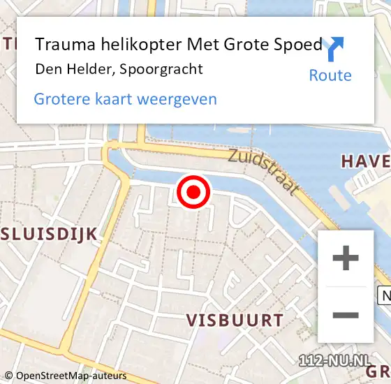 Locatie op kaart van de 112 melding: Trauma helikopter Met Grote Spoed Naar Den Helder, Spoorgracht op 13 juni 2024 11:08