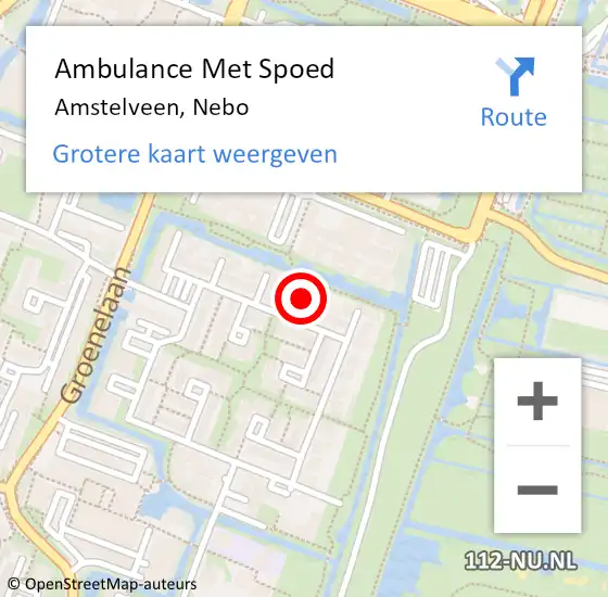 Locatie op kaart van de 112 melding: Ambulance Met Spoed Naar Amstelveen, Nebo op 13 juni 2024 11:10