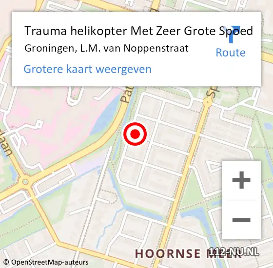 Locatie op kaart van de 112 melding: Trauma helikopter Met Zeer Grote Spoed Naar Groningen, L.M. van Noppenstraat op 13 juni 2024 11:14