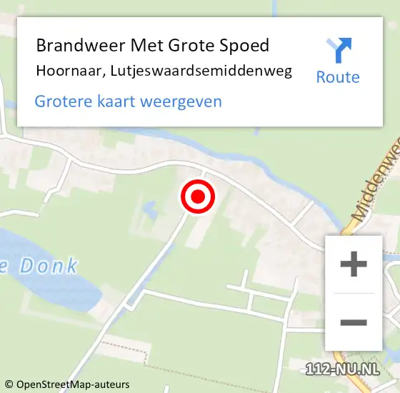 Locatie op kaart van de 112 melding: Brandweer Met Grote Spoed Naar Hoornaar, Lutjeswaardsemiddenweg op 13 juni 2024 11:17