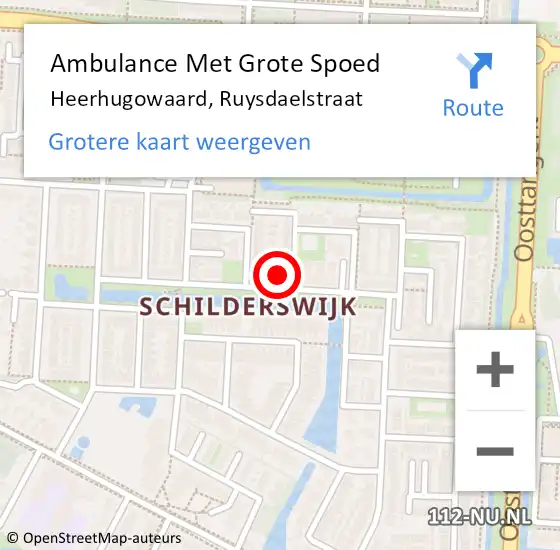 Locatie op kaart van de 112 melding: Ambulance Met Grote Spoed Naar Heerhugowaard, Ruysdaelstraat op 13 juni 2024 11:34