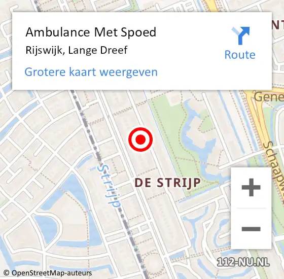 Locatie op kaart van de 112 melding: Ambulance Met Spoed Naar Rijswijk, Lange Dreef op 13 juni 2024 11:36