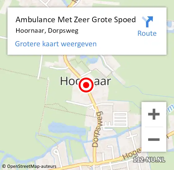 Locatie op kaart van de 112 melding: Ambulance Met Zeer Grote Spoed Naar Hoornaar, Dorpsweg op 13 juni 2024 11:40