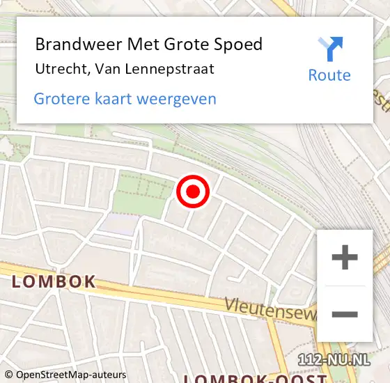 Locatie op kaart van de 112 melding: Brandweer Met Grote Spoed Naar Utrecht, Van Lennepstraat op 13 juni 2024 11:41