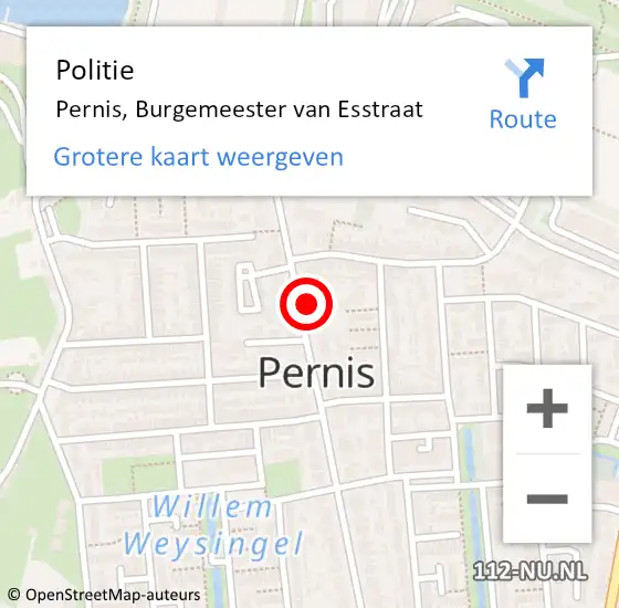 Locatie op kaart van de 112 melding: Politie Pernis, Burgemeester van Esstraat op 13 juni 2024 11:47