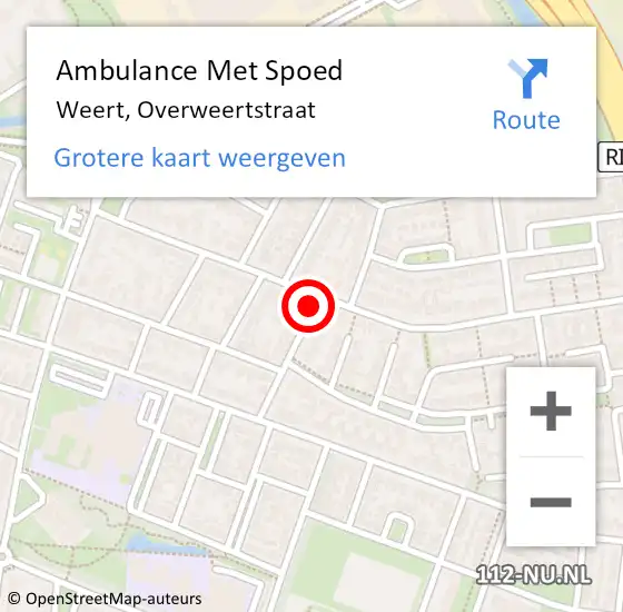 Locatie op kaart van de 112 melding: Ambulance Met Spoed Naar Weert, Overweertstraat op 13 juni 2024 11:51