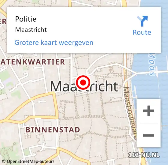 Locatie op kaart van de 112 melding: Politie Maastricht op 13 juni 2024 12:08