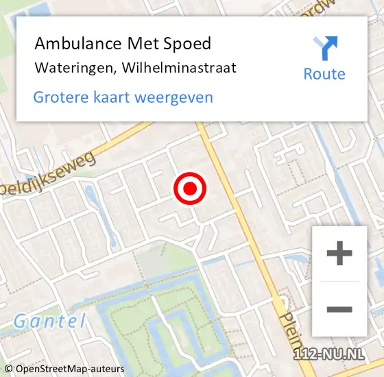 Locatie op kaart van de 112 melding: Ambulance Met Spoed Naar Wateringen, Wilhelminastraat op 13 juni 2024 12:09