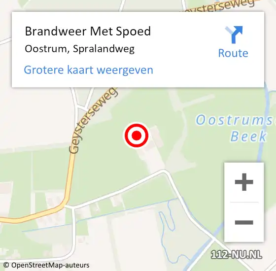 Locatie op kaart van de 112 melding: Brandweer Met Spoed Naar Oostrum, Spralandweg op 13 juni 2024 12:13