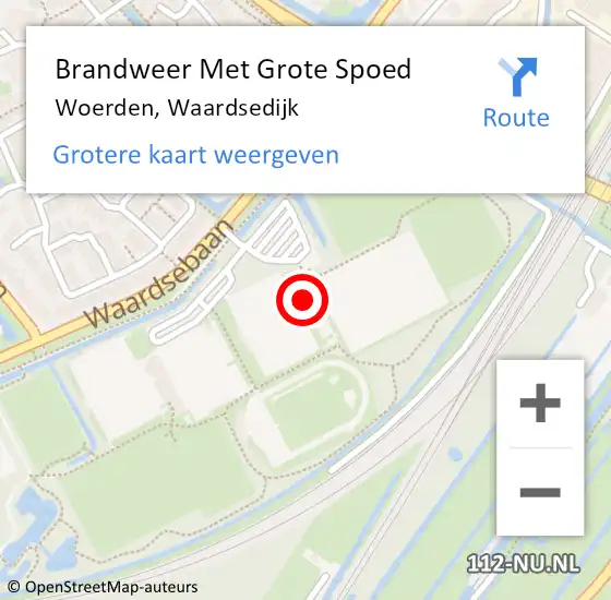 Locatie op kaart van de 112 melding: Brandweer Met Grote Spoed Naar Woerden, Waardsedijk op 13 juni 2024 12:19