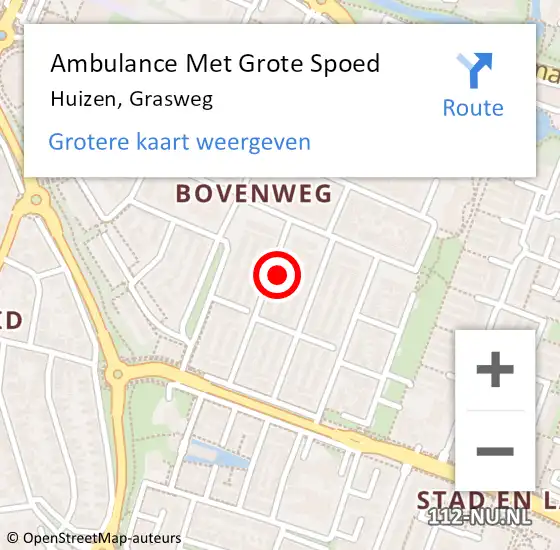 Locatie op kaart van de 112 melding: Ambulance Met Grote Spoed Naar Huizen, Grasweg op 9 oktober 2014 11:04