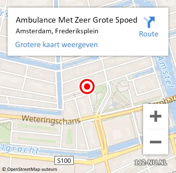 Locatie op kaart van de 112 melding: Ambulance Met Zeer Grote Spoed Naar Amsterdam, Frederiksplein op 13 juni 2024 12:49