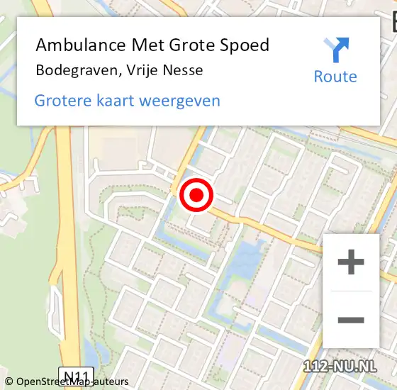 Locatie op kaart van de 112 melding: Ambulance Met Grote Spoed Naar Bodegraven, Vrije Nesse op 13 juni 2024 12:52