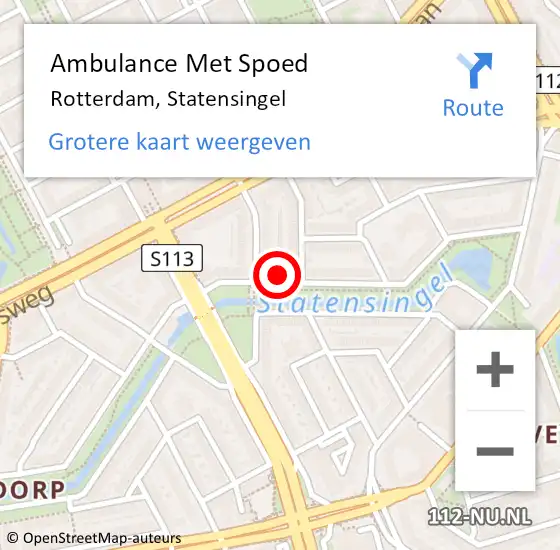 Locatie op kaart van de 112 melding: Ambulance Met Spoed Naar Rotterdam, Statensingel op 13 juni 2024 12:59