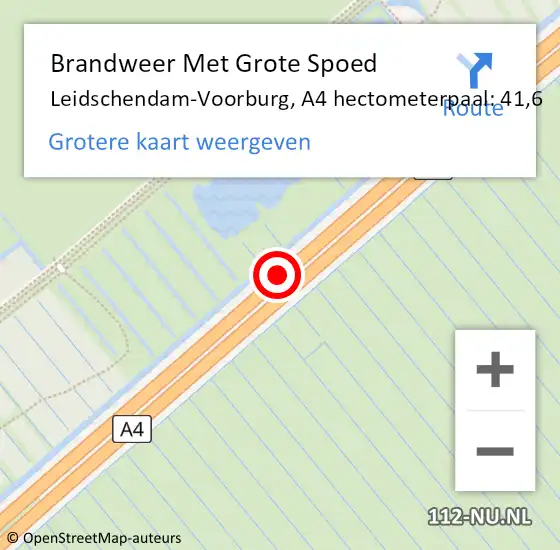 Locatie op kaart van de 112 melding: Brandweer Met Grote Spoed Naar Leidschendam-Voorburg, A4 hectometerpaal: 41,6 op 13 juni 2024 13:00