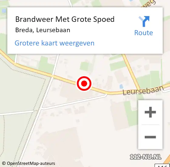 Locatie op kaart van de 112 melding: Brandweer Met Grote Spoed Naar Breda, Leursebaan op 13 juni 2024 13:09