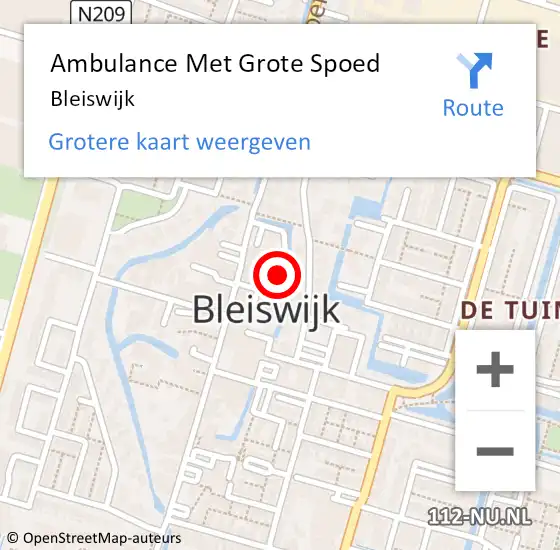 Locatie op kaart van de 112 melding: Ambulance Met Grote Spoed Naar Bleiswijk op 13 juni 2024 13:15