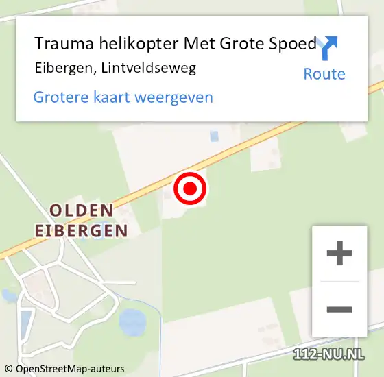 Locatie op kaart van de 112 melding: Trauma helikopter Met Grote Spoed Naar Eibergen, Lintveldseweg op 13 juni 2024 13:16