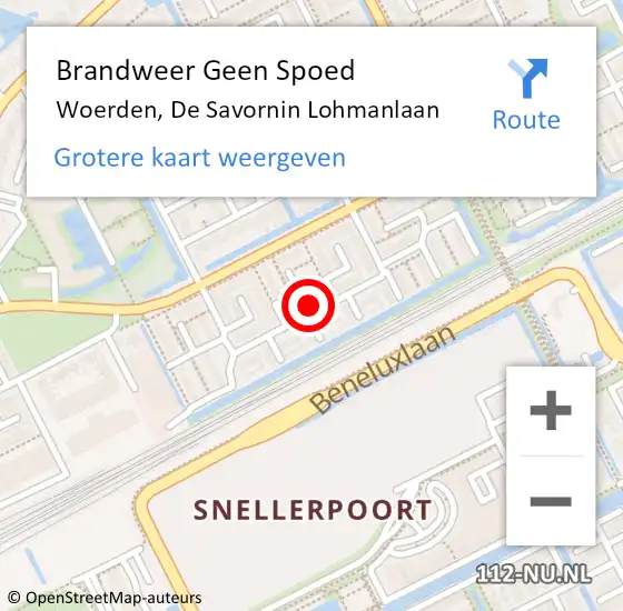 Locatie op kaart van de 112 melding: Brandweer Geen Spoed Naar Woerden, De Savornin Lohmanlaan op 13 juni 2024 13:21