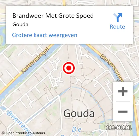 Locatie op kaart van de 112 melding: Brandweer Met Grote Spoed Naar Gouda op 13 juni 2024 13:25