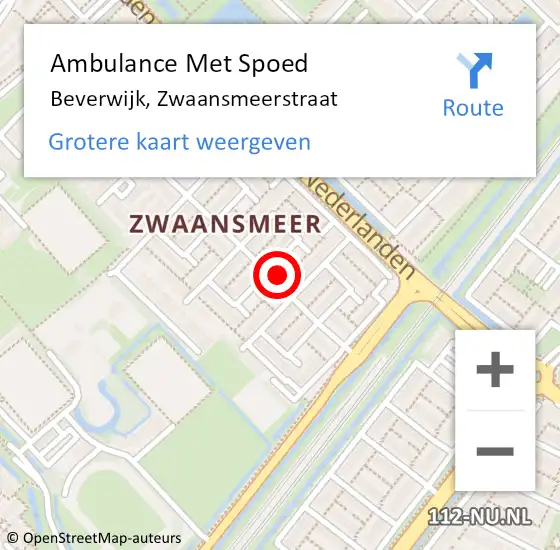 Locatie op kaart van de 112 melding: Ambulance Met Spoed Naar Beverwijk, Zwaansmeerstraat op 13 juni 2024 13:25