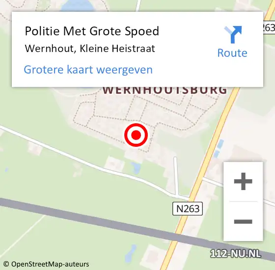 Locatie op kaart van de 112 melding: Politie Met Grote Spoed Naar Wernhout, Kleine Heistraat op 13 juni 2024 13:30