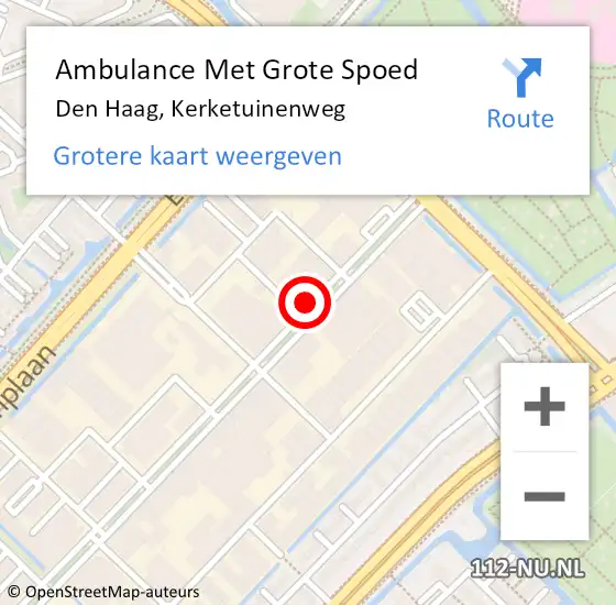 Locatie op kaart van de 112 melding: Ambulance Met Grote Spoed Naar Den Haag, Kerketuinenweg op 13 juni 2024 14:05