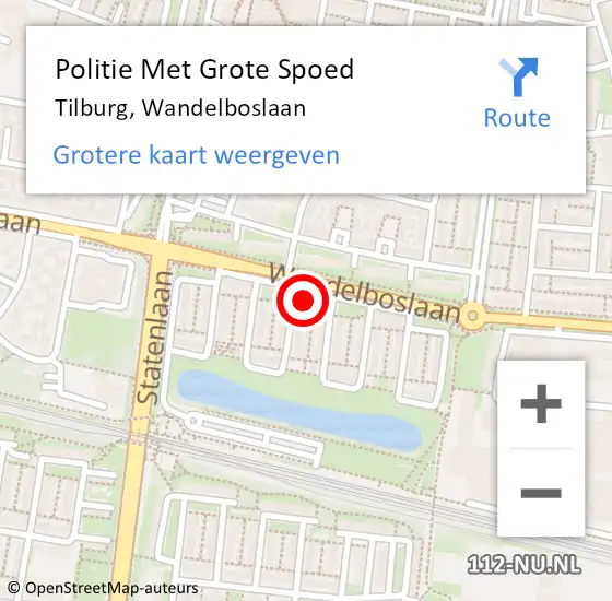 Locatie op kaart van de 112 melding: Politie Met Grote Spoed Naar Tilburg, Wandelboslaan op 13 juni 2024 14:06
