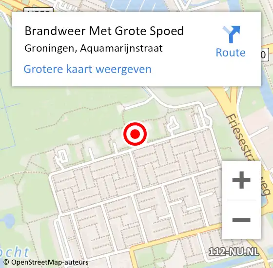 Locatie op kaart van de 112 melding: Brandweer Met Grote Spoed Naar Groningen, Aquamarijnstraat op 13 juni 2024 14:16