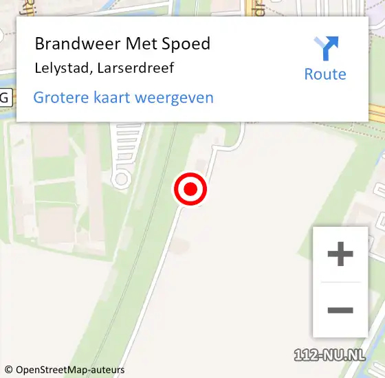 Locatie op kaart van de 112 melding: Brandweer Met Spoed Naar Lelystad, Larserdreef op 13 juni 2024 14:23