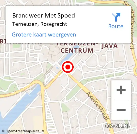 Locatie op kaart van de 112 melding: Brandweer Met Spoed Naar Terneuzen, Rosegracht op 13 juni 2024 14:31