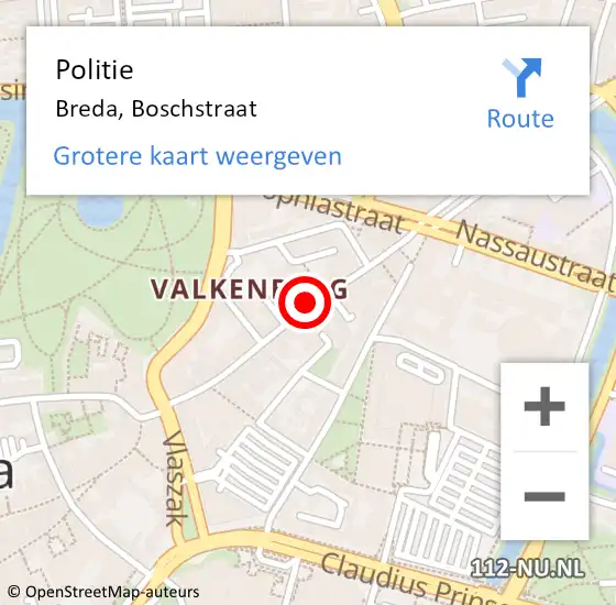 Locatie op kaart van de 112 melding: Politie Breda, Boschstraat op 13 juni 2024 14:32