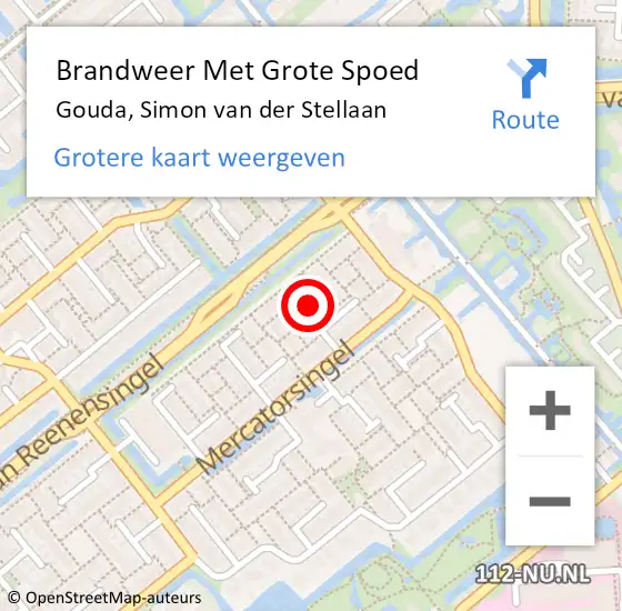 Locatie op kaart van de 112 melding: Brandweer Met Grote Spoed Naar Gouda, Simon van der Stellaan op 13 juni 2024 14:39