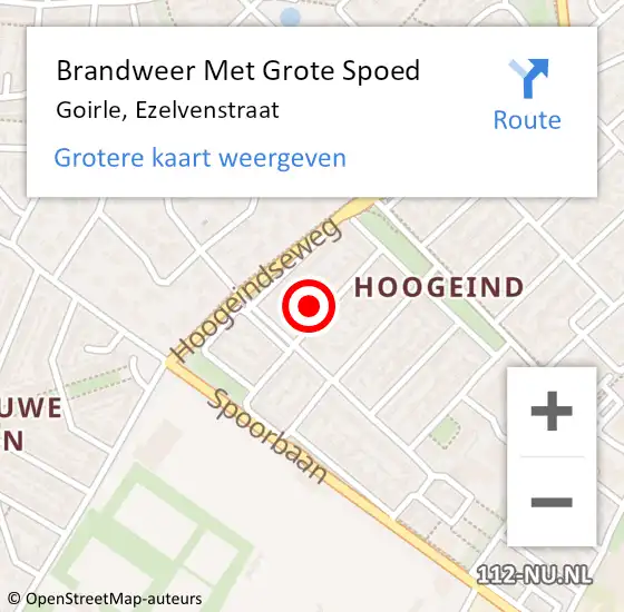 Locatie op kaart van de 112 melding: Brandweer Met Grote Spoed Naar Goirle, Ezelvenstraat op 13 juni 2024 14:45