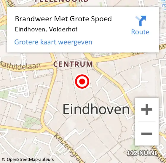 Locatie op kaart van de 112 melding: Brandweer Met Grote Spoed Naar Eindhoven, Volderhof op 13 juni 2024 14:47