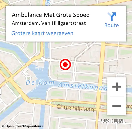 Locatie op kaart van de 112 melding: Ambulance Met Grote Spoed Naar Amsterdam, Van Hilligaertstraat op 13 juni 2024 14:50