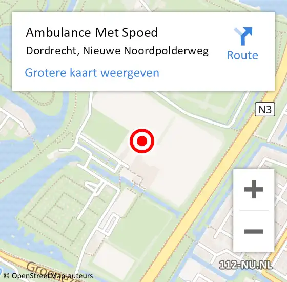 Locatie op kaart van de 112 melding: Ambulance Met Spoed Naar Dordrecht, Nieuwe Noordpolderweg op 13 juni 2024 15:04