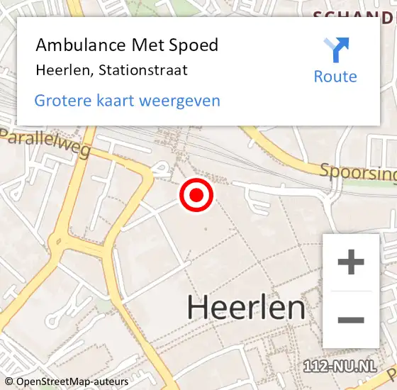 Locatie op kaart van de 112 melding: Ambulance Met Spoed Naar Heerlen, Stationstraat op 13 juni 2024 15:13