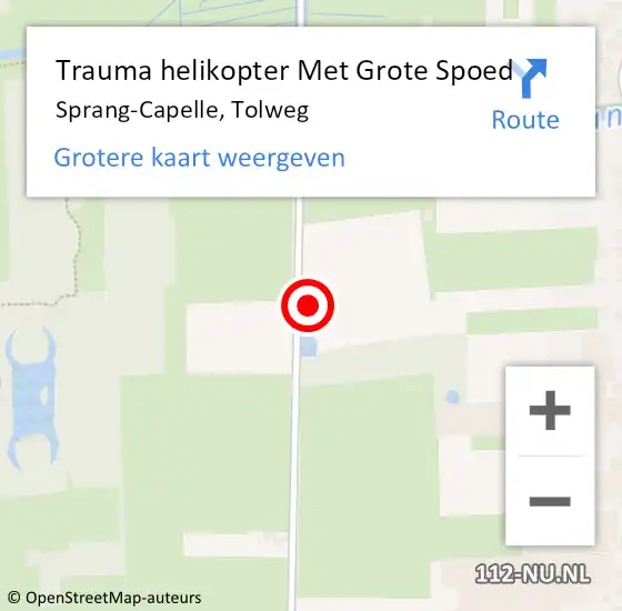 Locatie op kaart van de 112 melding: Trauma helikopter Met Grote Spoed Naar Sprang-Capelle, Tolweg op 13 juni 2024 15:30