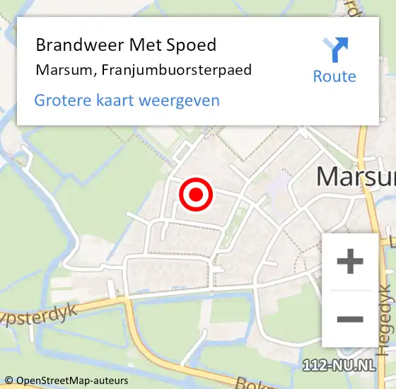 Locatie op kaart van de 112 melding: Brandweer Met Spoed Naar Marsum, Franjumbuorsterpaed op 13 juni 2024 15:49