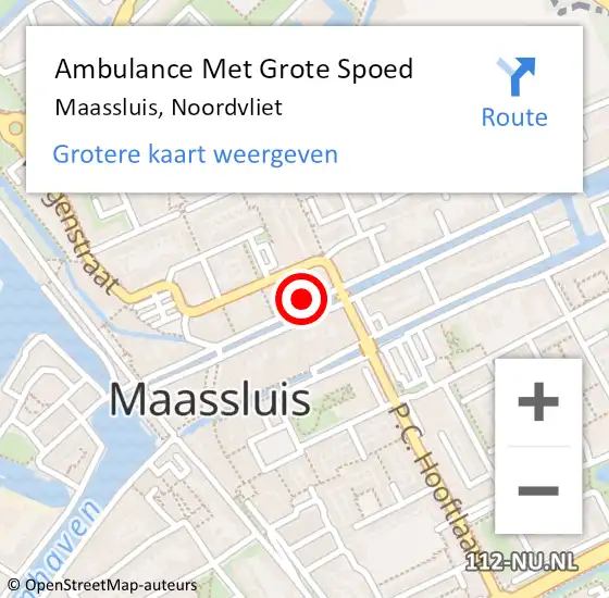 Locatie op kaart van de 112 melding: Ambulance Met Grote Spoed Naar Maassluis, Noordvliet op 13 juni 2024 15:55