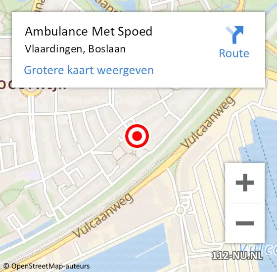 Locatie op kaart van de 112 melding: Ambulance Met Spoed Naar Vlaardingen, Boslaan op 13 juni 2024 16:21