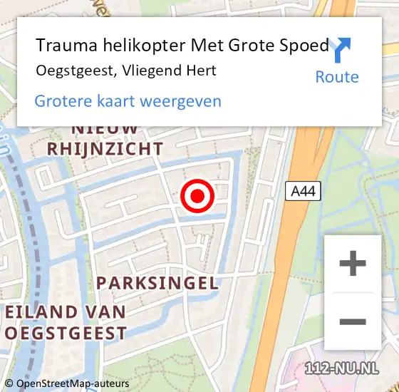 Locatie op kaart van de 112 melding: Trauma helikopter Met Grote Spoed Naar Oegstgeest, Vliegend Hert op 13 juni 2024 16:29