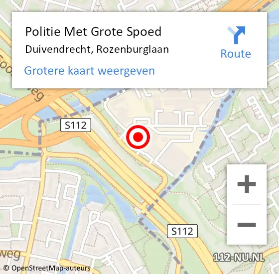 Locatie op kaart van de 112 melding: Politie Met Grote Spoed Naar Duivendrecht, Rozenburglaan op 13 juni 2024 16:30