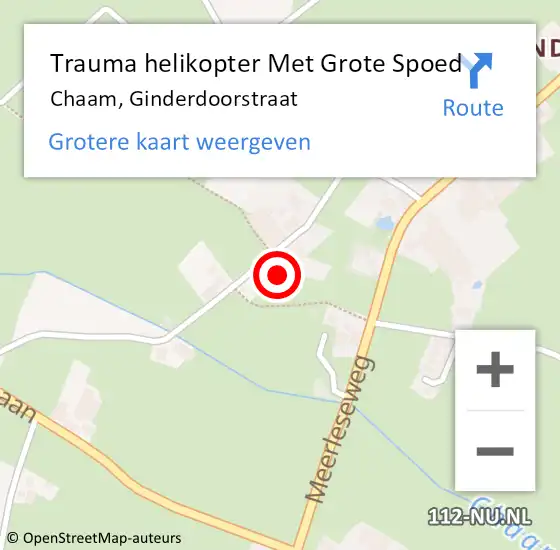 Locatie op kaart van de 112 melding: Trauma helikopter Met Grote Spoed Naar Chaam, Ginderdoorstraat op 13 juni 2024 16:31