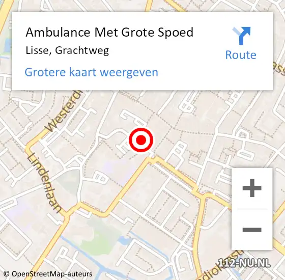 Locatie op kaart van de 112 melding: Ambulance Met Grote Spoed Naar Lisse, Grachtweg op 13 juni 2024 16:45