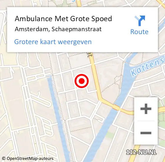 Locatie op kaart van de 112 melding: Ambulance Met Grote Spoed Naar Amsterdam, Schaepmanstraat op 13 juni 2024 17:01